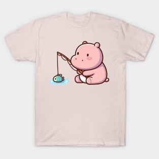 cute hippo fishing T-Shirt